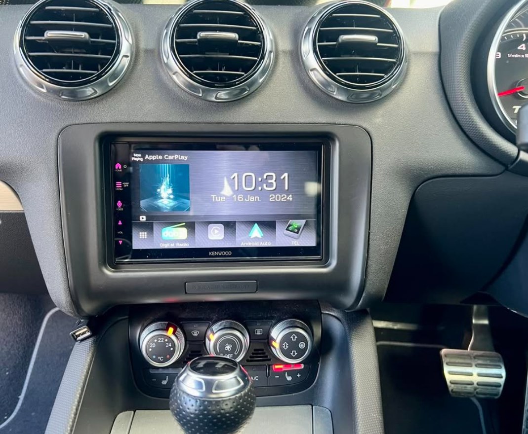 Kenwood stereo installed in an Audi dashboard