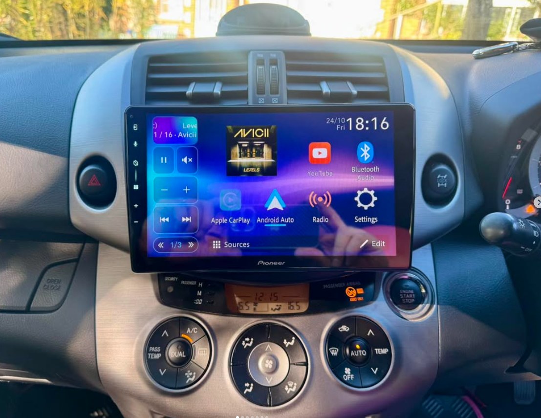 Pioneer Apple CarPlay stereo installed in a car dashboard